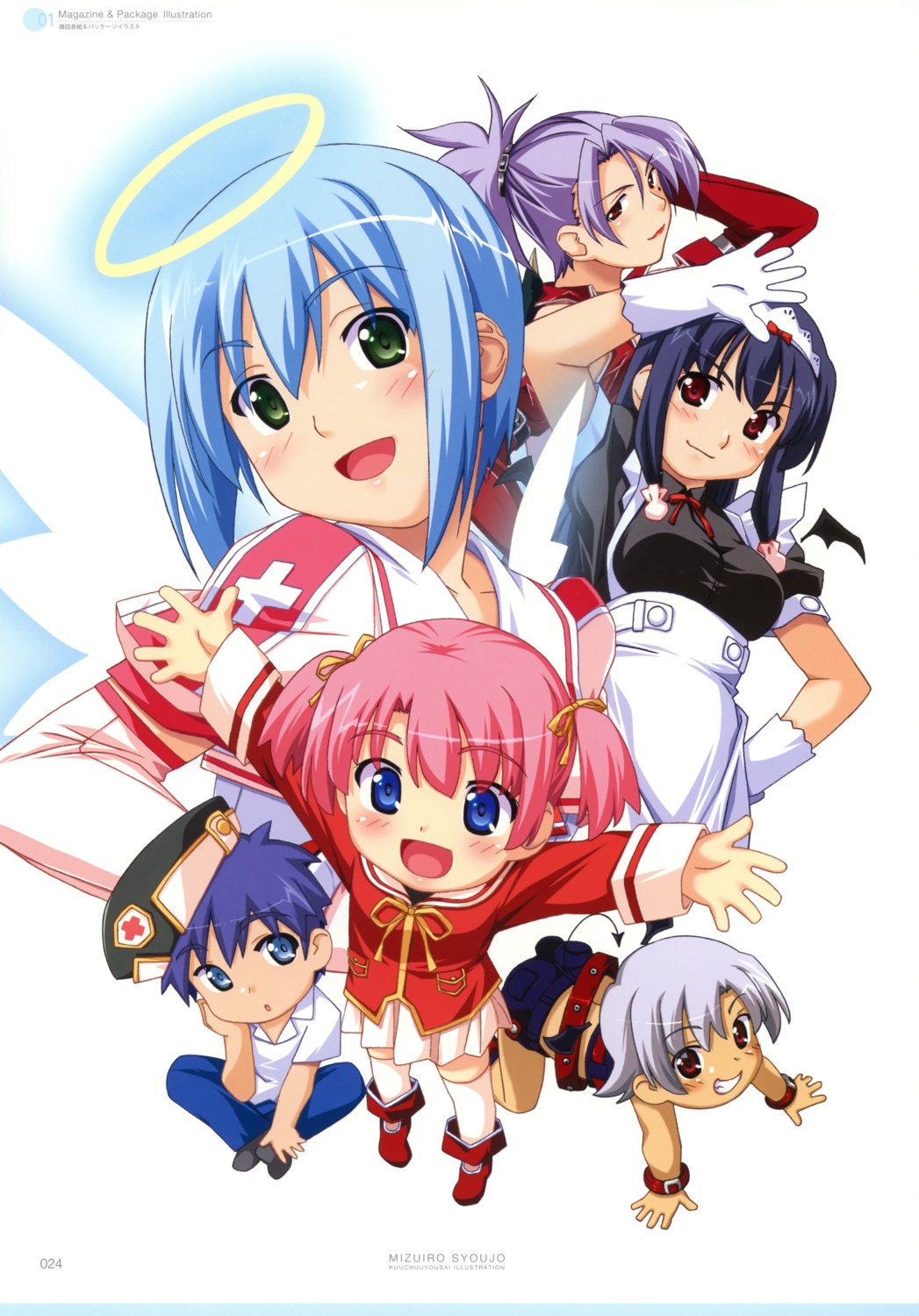 angel, asmo, chibi, devil, djibril, front_wing, jinno_naoto, kuuchuu_yousai
