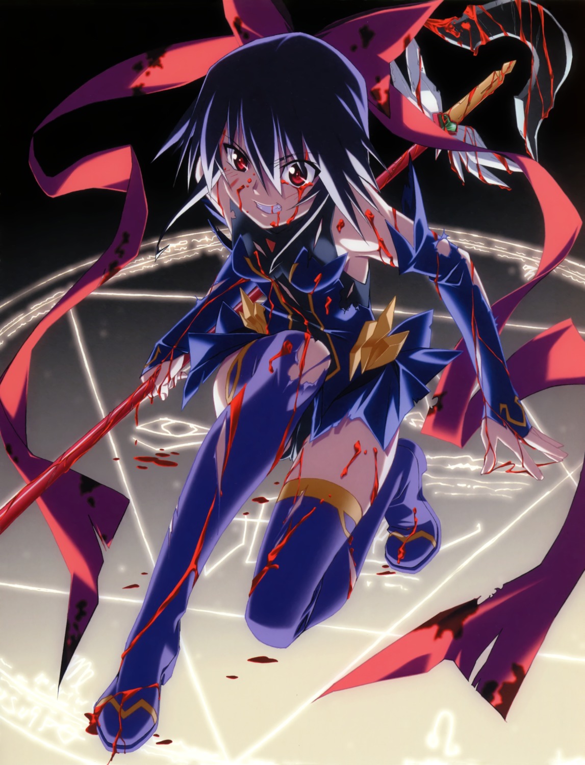 blood, kagano_ai, kuuchuu_yousai, mahou_shoujo_ai, thighhighs, torn_clothes