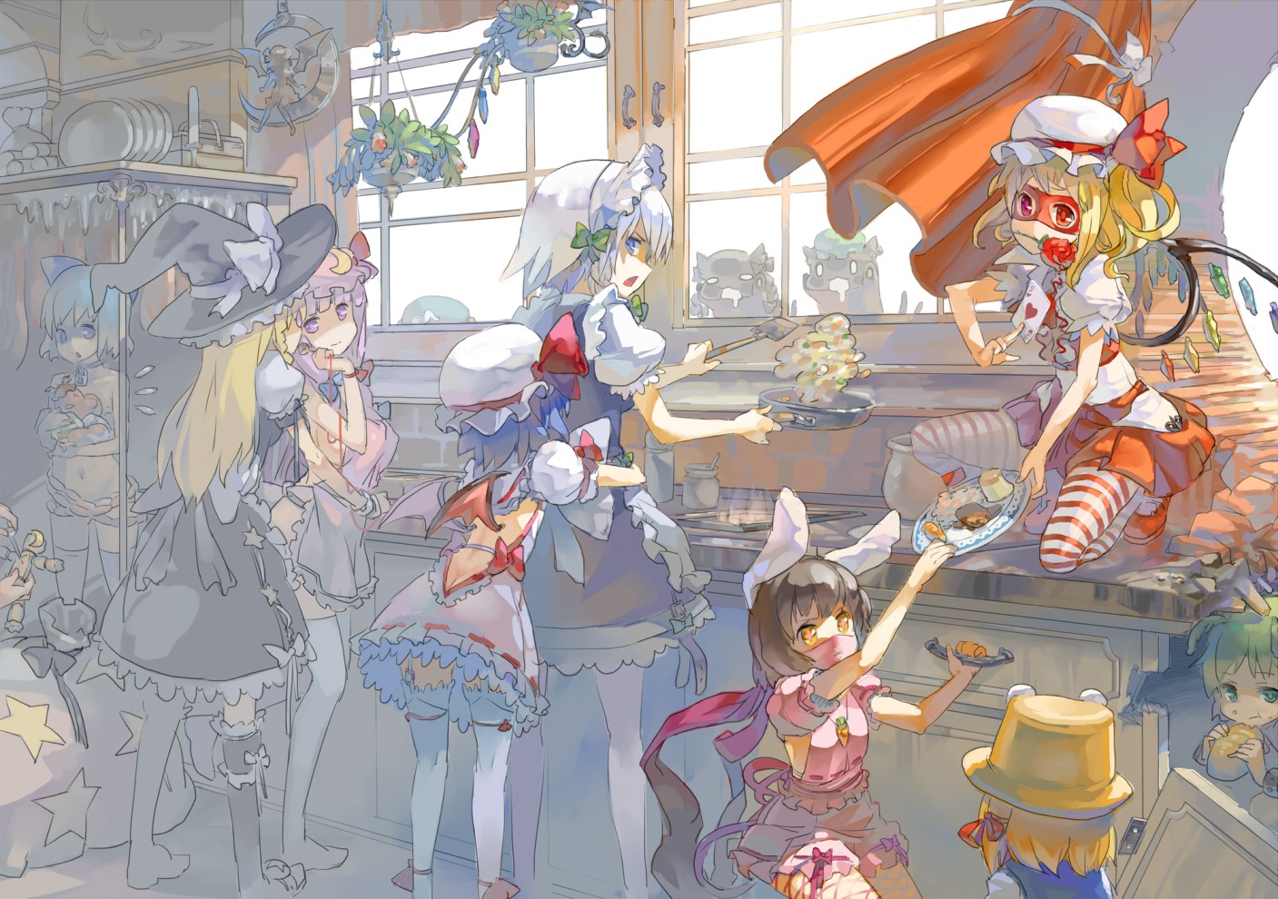 77gl, alice_margatroid, chen, cirno, flandre_scarlet, hoshiguma_yuugi, inaba_tewi, izayoi_sakuya