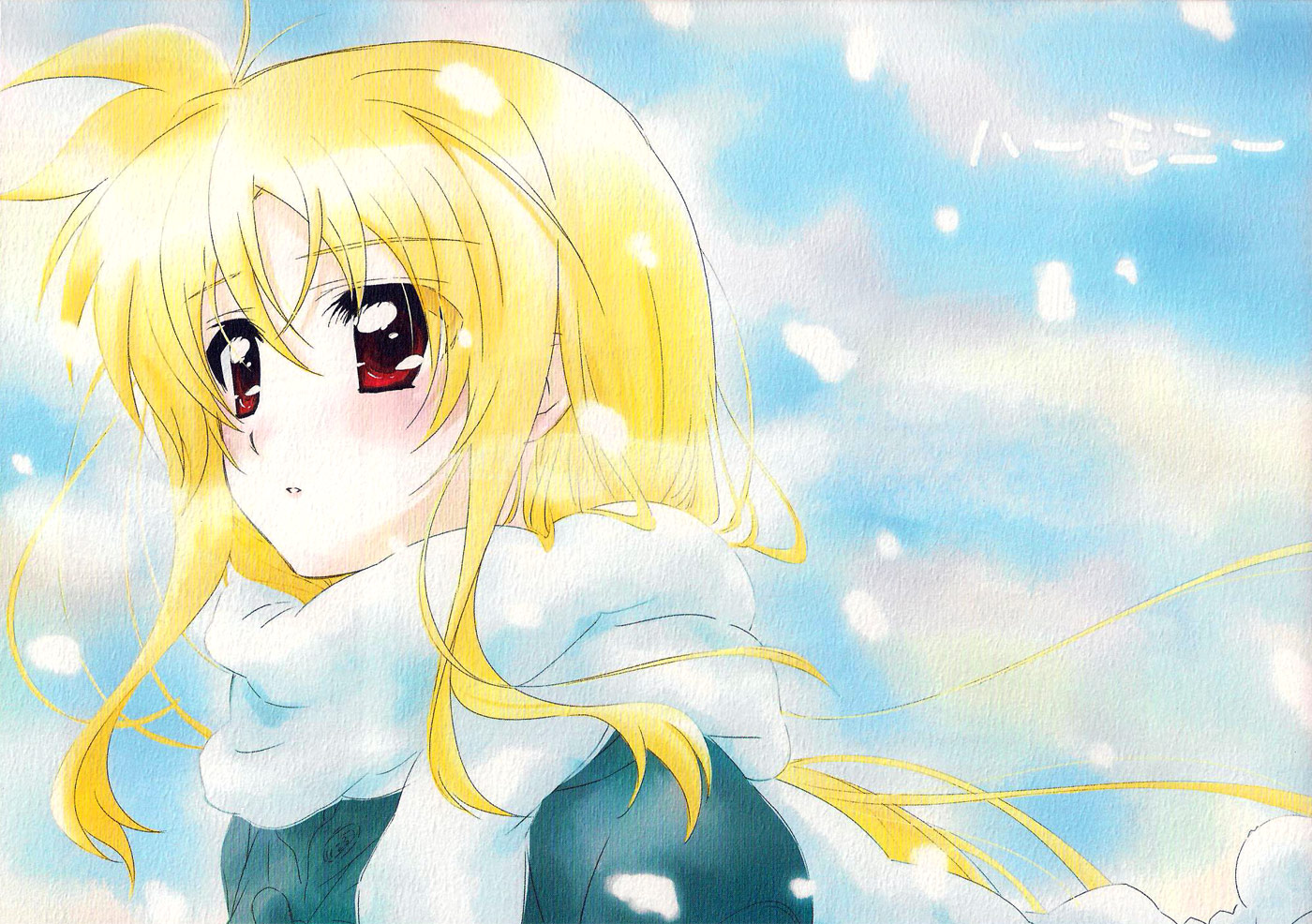 fate_testarossa, koparu, mahou_shoujo_lyrical_nanoha, paper_texture, tokoharu