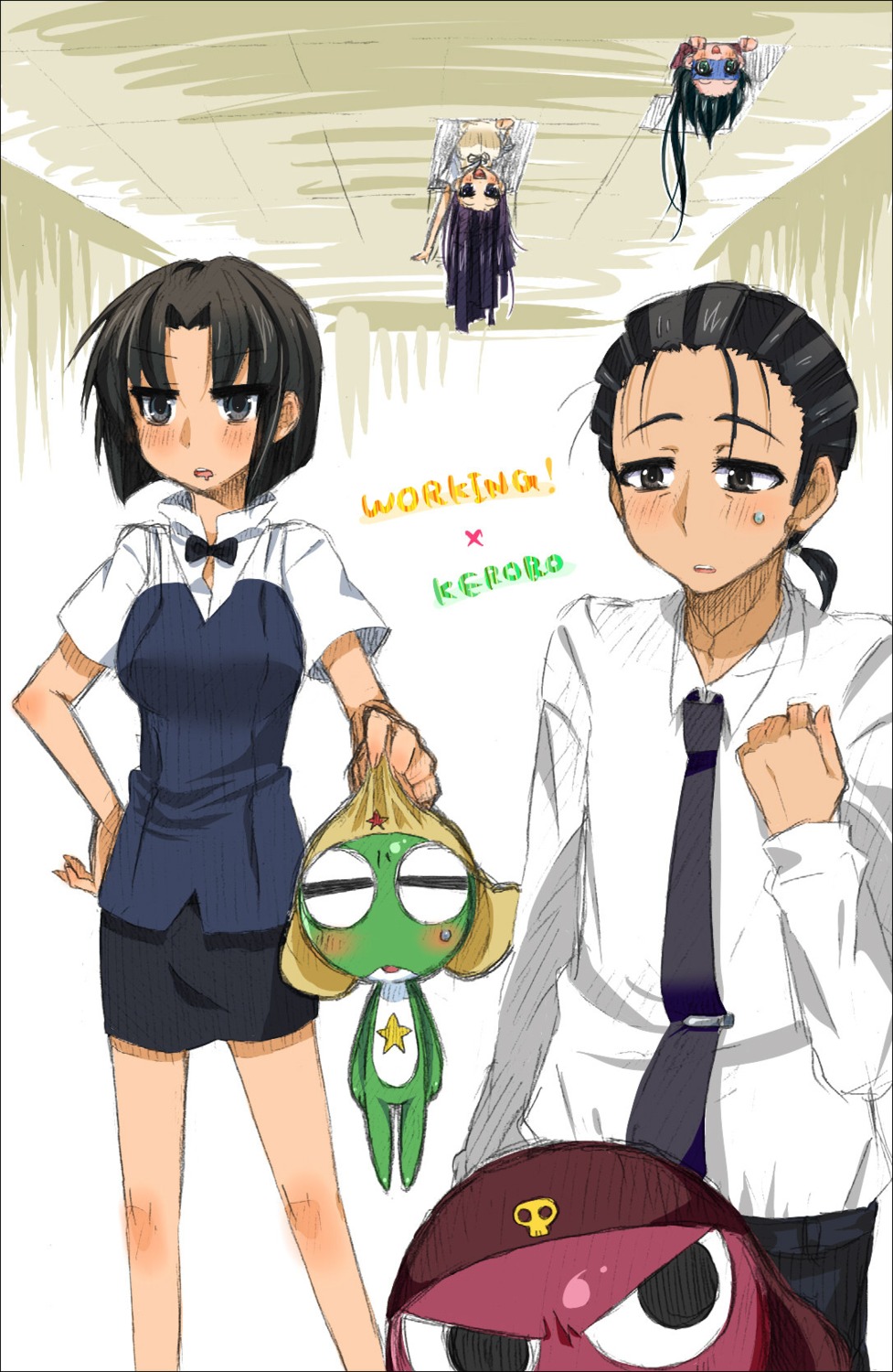 azumaya_koyuki, crossover, giroro, keroro, keroro_gunsou, megane, otoo_hyougo, seifuku