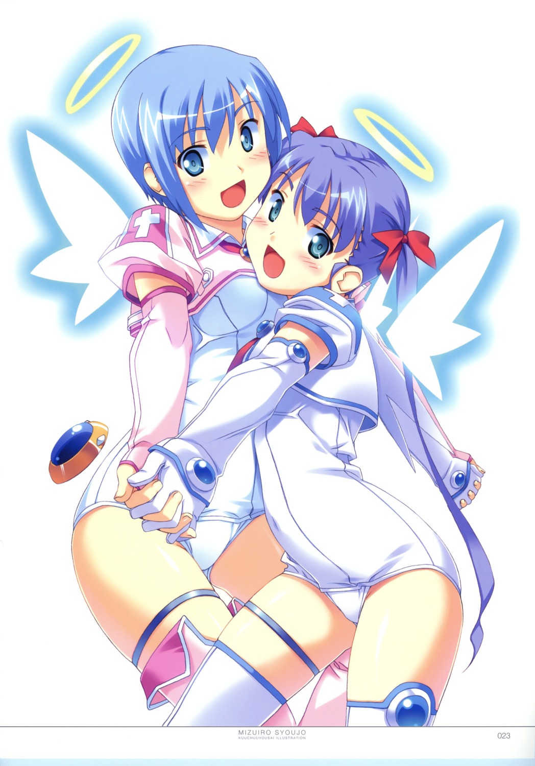 angel, djibril, djibril_aries, front_wing, garter, jinno_hikari, kuuchuu_yousai, makai_tenshi_djibril, makai_tenshi_djibril_2, manabe_rika, school_swimsuit, seifuku, swimsuits, thighhighs, wings