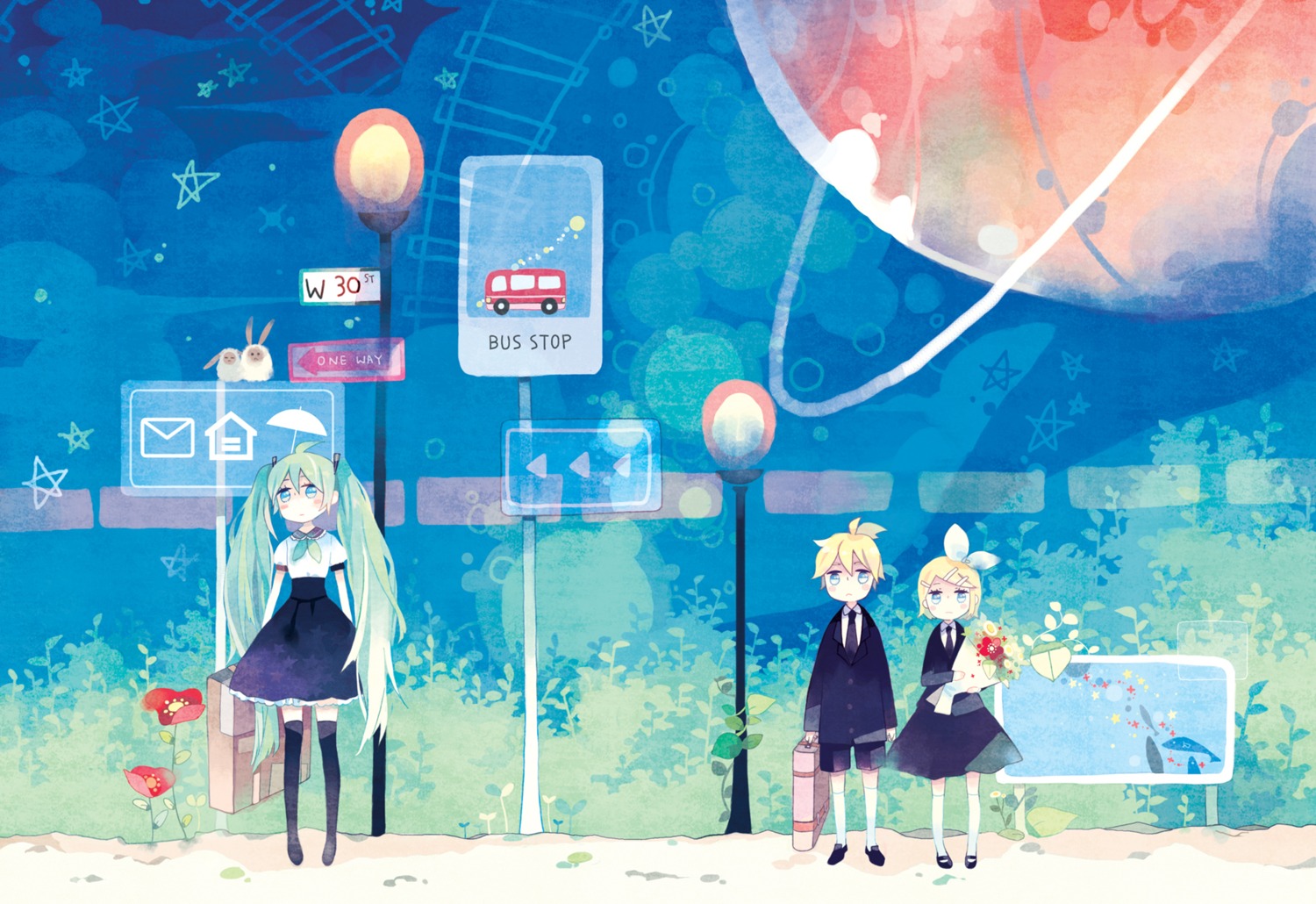 hatsune_miku, kagamine_len, kagamine_rin, ky692, vocaloid