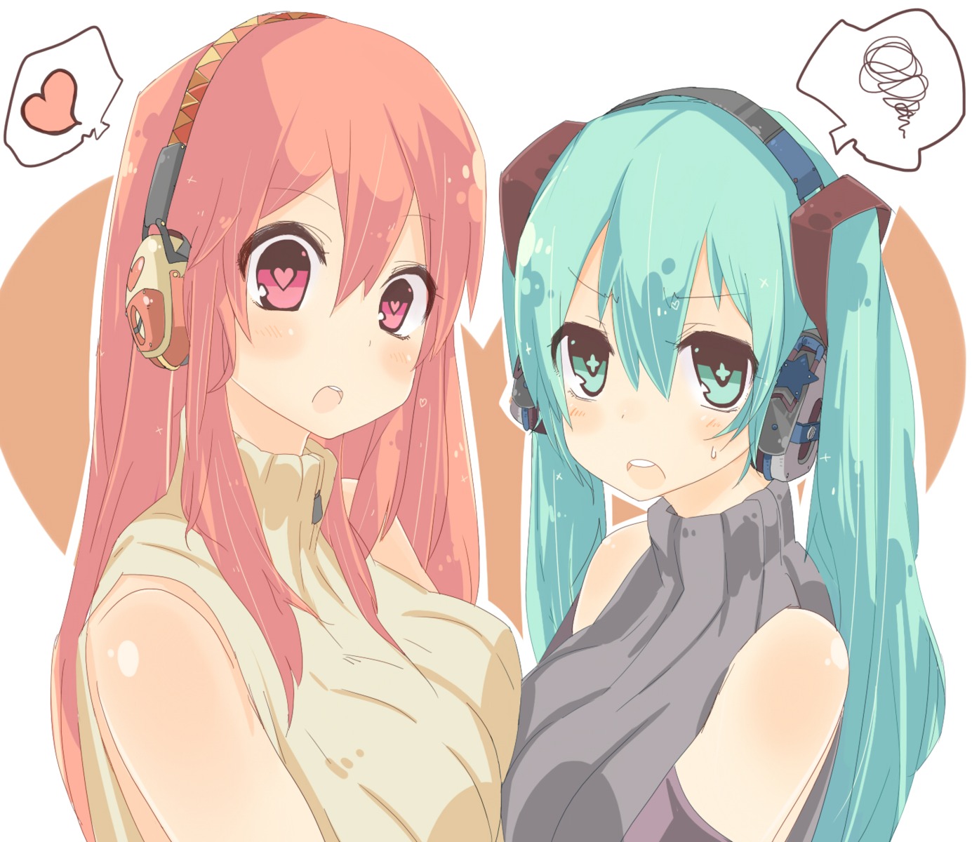 hatsune_miku, hibimegane, megurine_luka, vocaloid