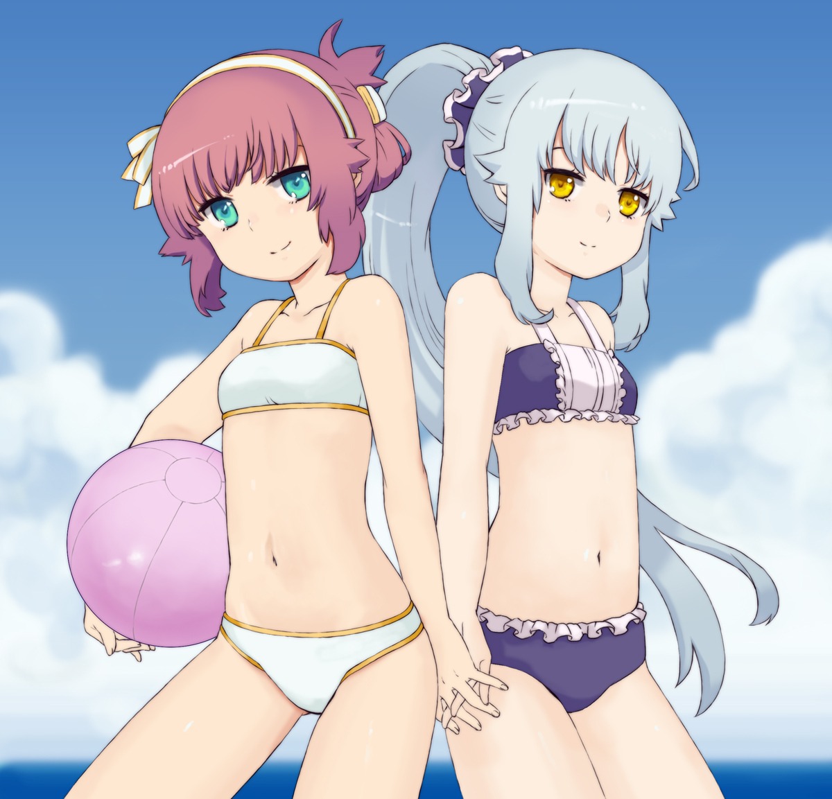 angel_beats!, nakamura_yuri, swimsuits, tabekko_doubutsu, tachibana_kanade
