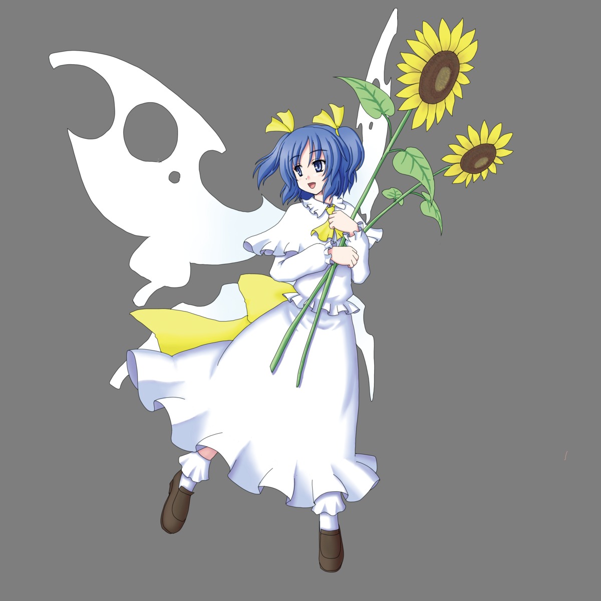 gomi, sunflower_fairy, touhou, transparent_png, wings