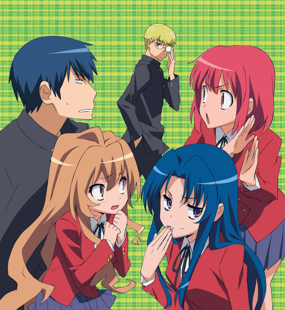 aisaka_taiga, jpeg_artifacts, kawashima_ami, kitamura_yuusaku, kushieda_minori, megane, seifuku, takasu_ryuuji
