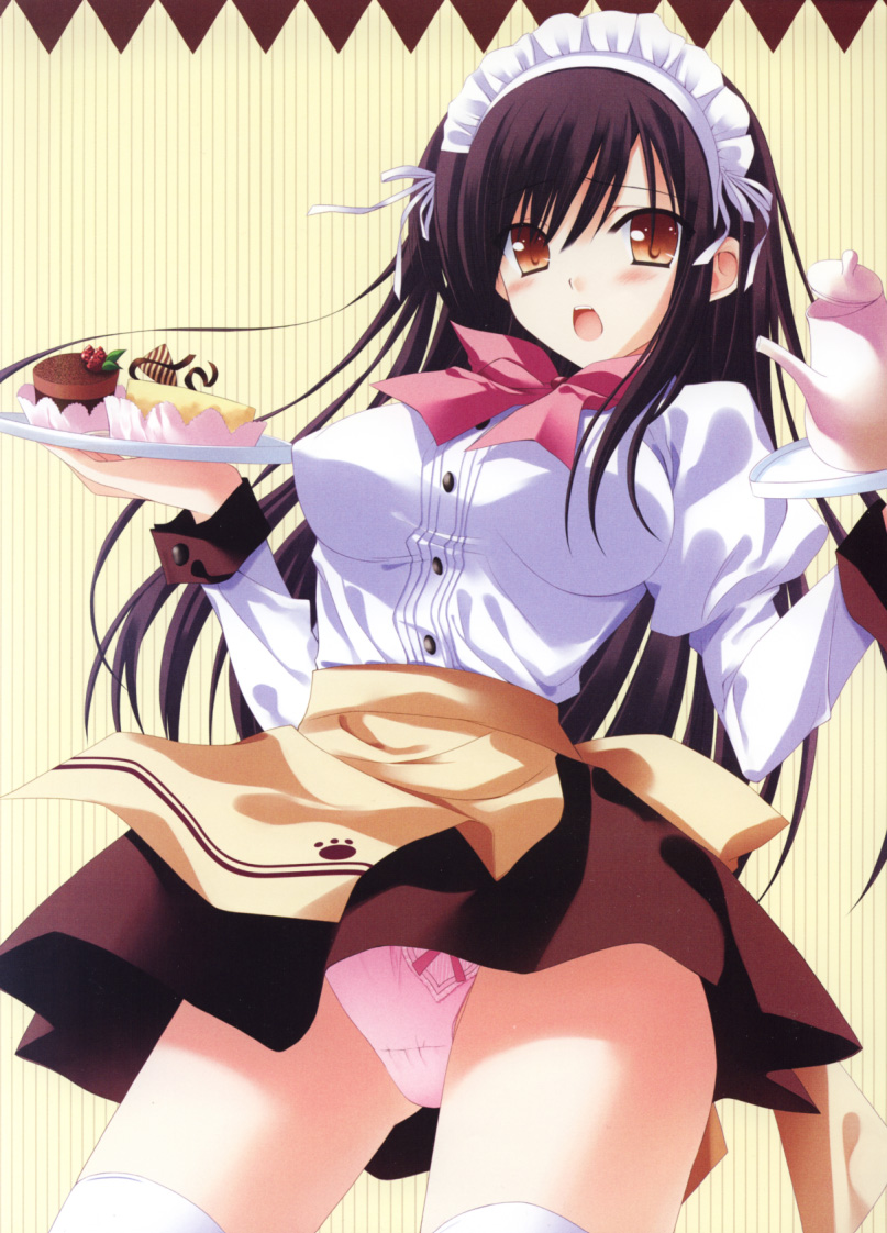 pantsu, spread_pink, thighhighs, waitress, zinno