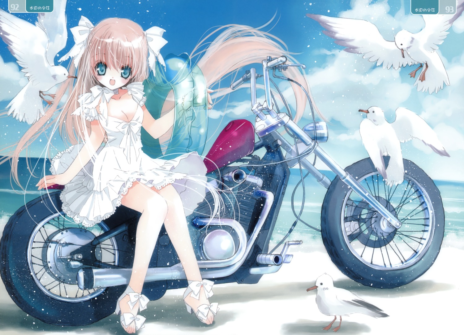 cleavage, dress, hato_no_tamago, rami, summer_dress