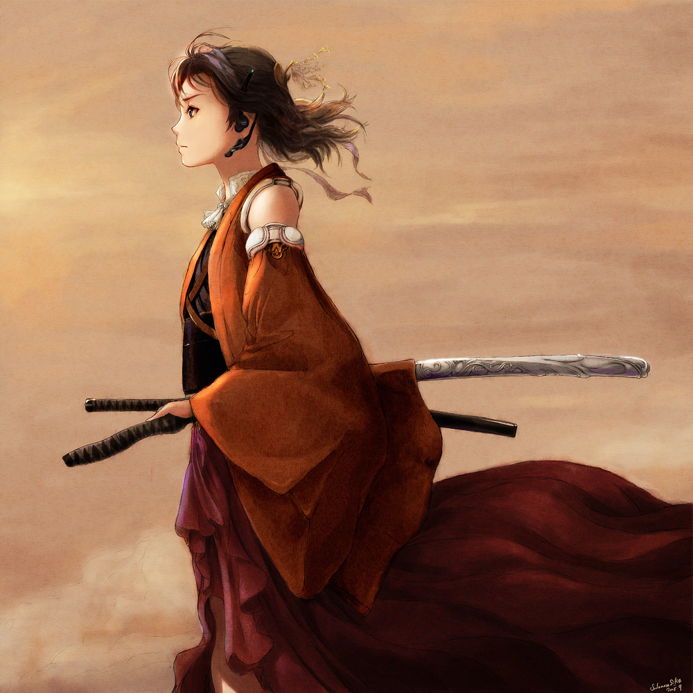 japanese_clothes, shiika_sadamasa, sword