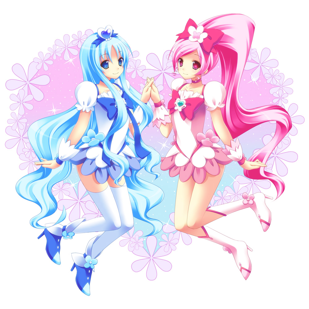 hanasaki_tsubomi, heartcatch_precure!, kabe, kurumi_erika, precure, thighhighs