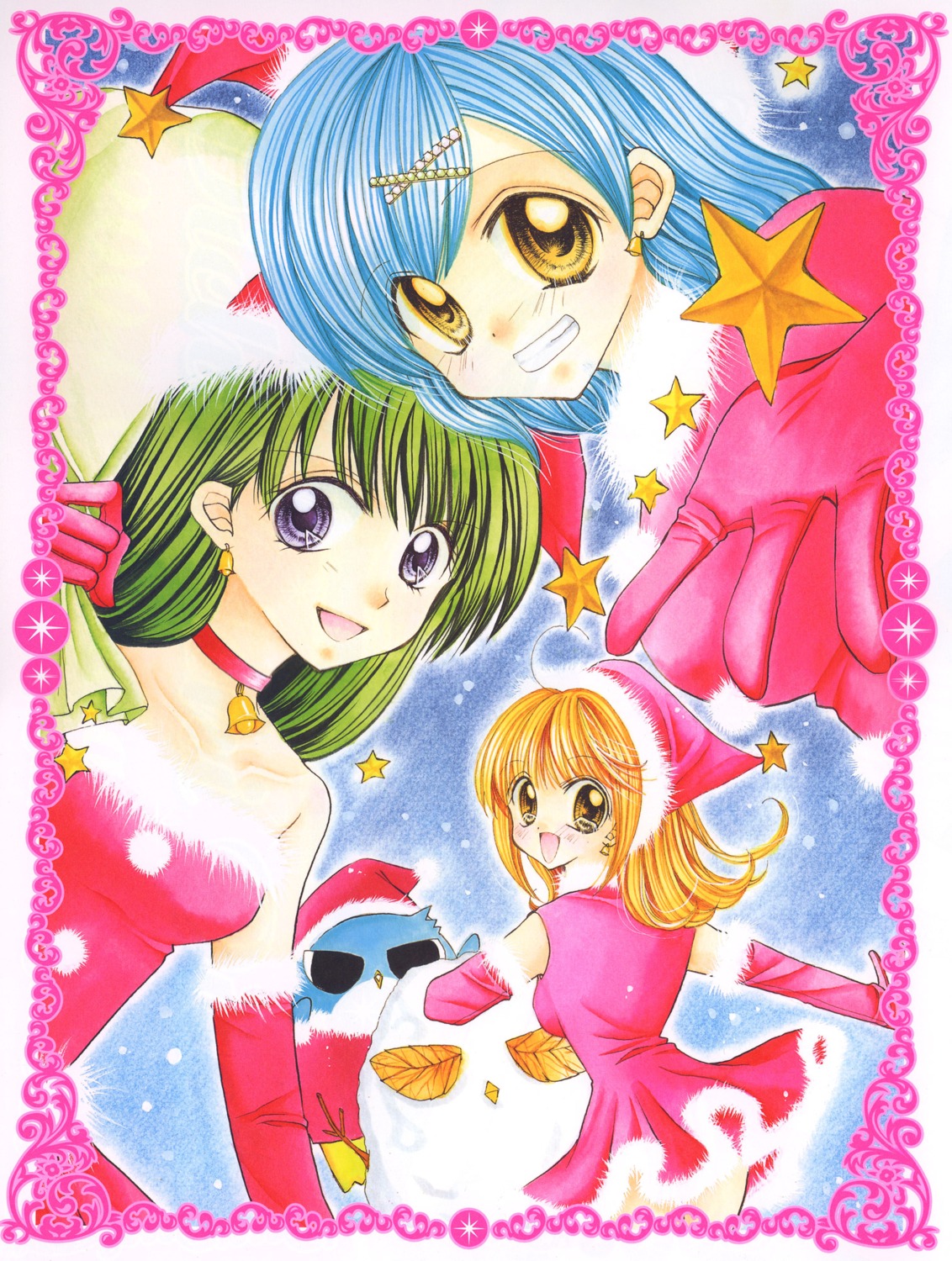 christmas, dress, hanamori_pink, hippo, houshou_hanon, mermaid_melody_pichi_pichi_pitch, nanami_luchia, toin_rina
