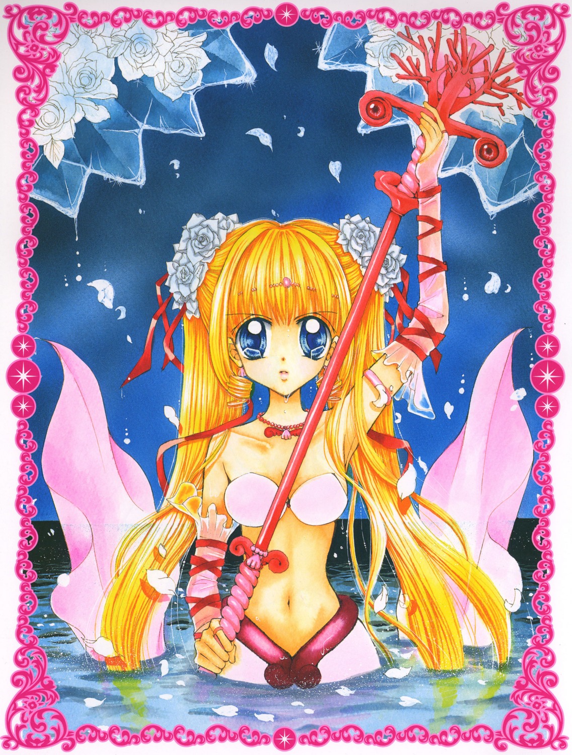 bikini_top, hanamori_pink, mermaid, mermaid_melody_pichi_pichi_pitch, monster_girl, nanami_luchia, swimsuits, tail, wet