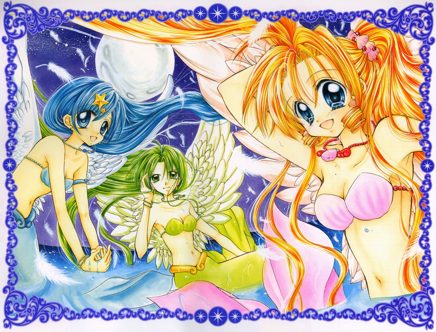 angel, bikini_top, cleavage, hanamori_pink, houshou_hanon, mermaid, mermaid_melody_pichi_pichi_pitch, monster_girl