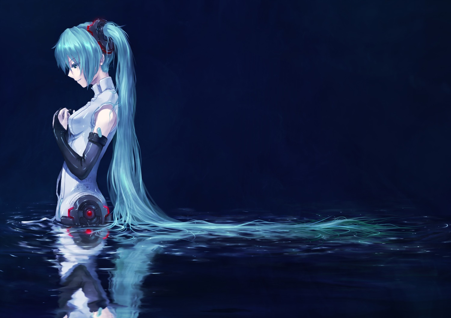 hatsune_miku, landscape, mecha_musume, miku_append, totuka, vocaloid, vocaloid_append