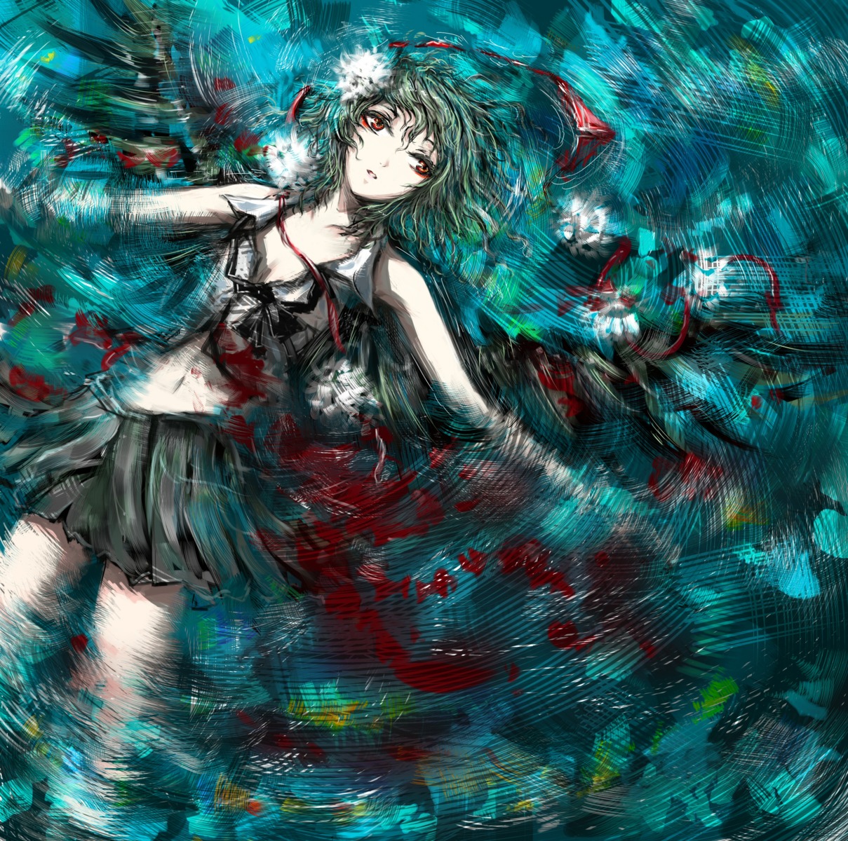 blood, mututu, open_shirt, shameimaru_aya, touhou