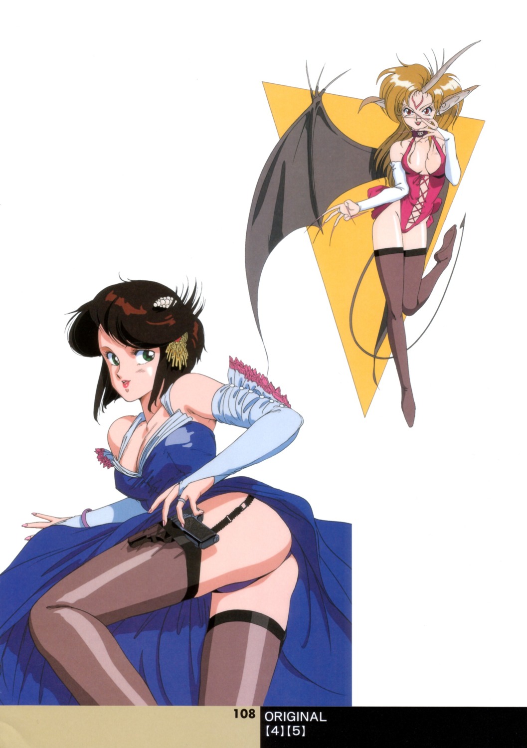 cleavage, sonoda_kenichi, stockings, thighhighs, wings