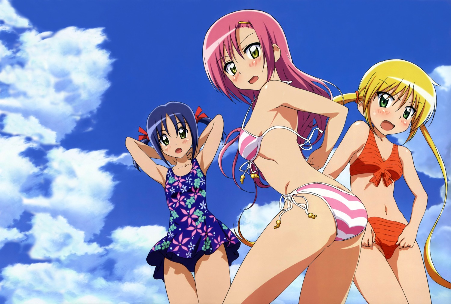 ass, bikini, detexted, hayate_no_gotoku, katsura_hinagiku, nishizawa_ayumu, sanzenin_nagi, swimsuits