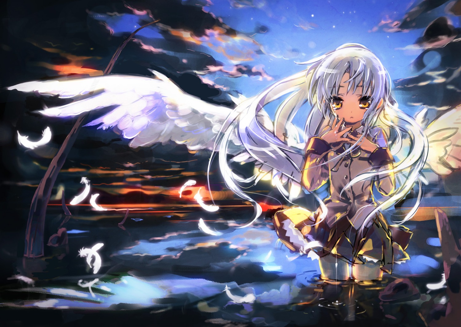 angel_beats!, hanehane_kiro, seifuku, tachibana_kanade, wings