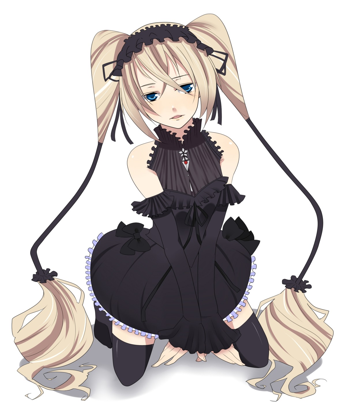 azusagawa, dress, ekaterina_kurae, gothic_lolita, lolita_fashion, seikon_no_qwaser, thighhighs