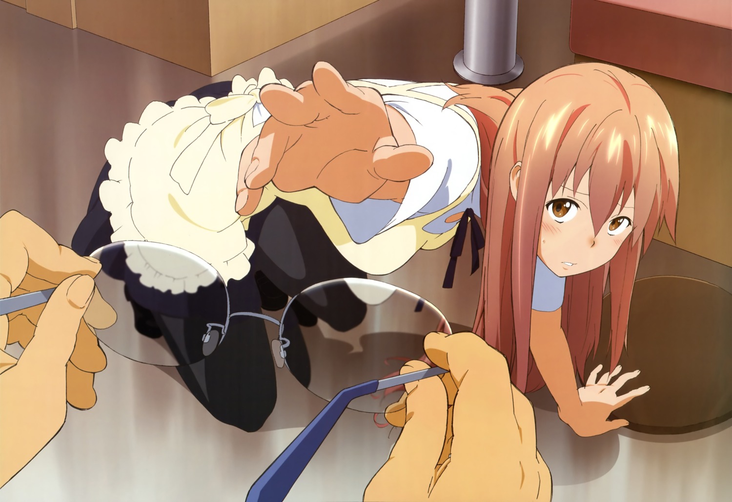 adachi_shingo, pantyhose, takanashi_souta, trap, working!!