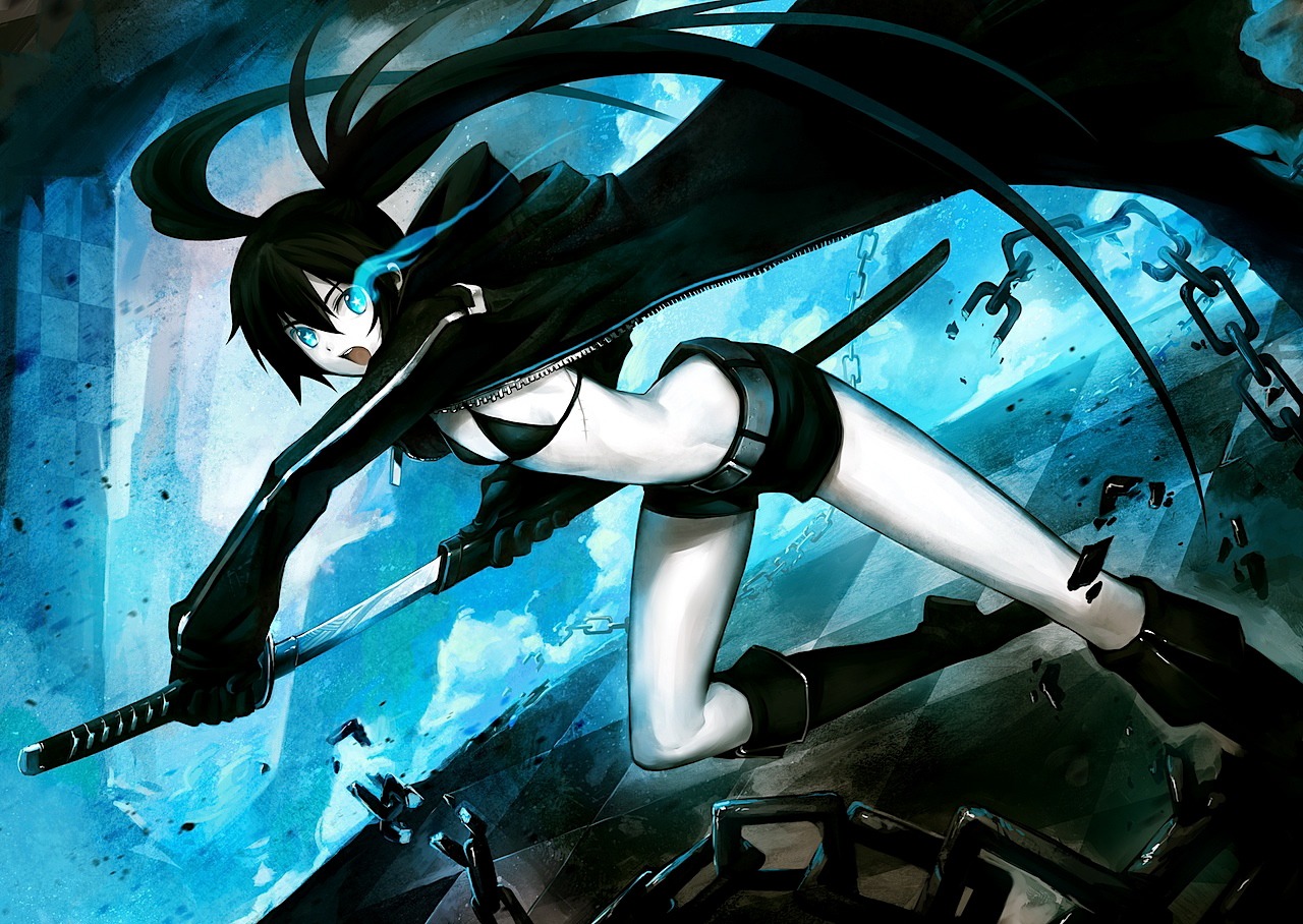 bikini_top, black_rock_shooter, black_rock_shooter_(character), patipat_asavasena, swimsuits, sword, vocaloid