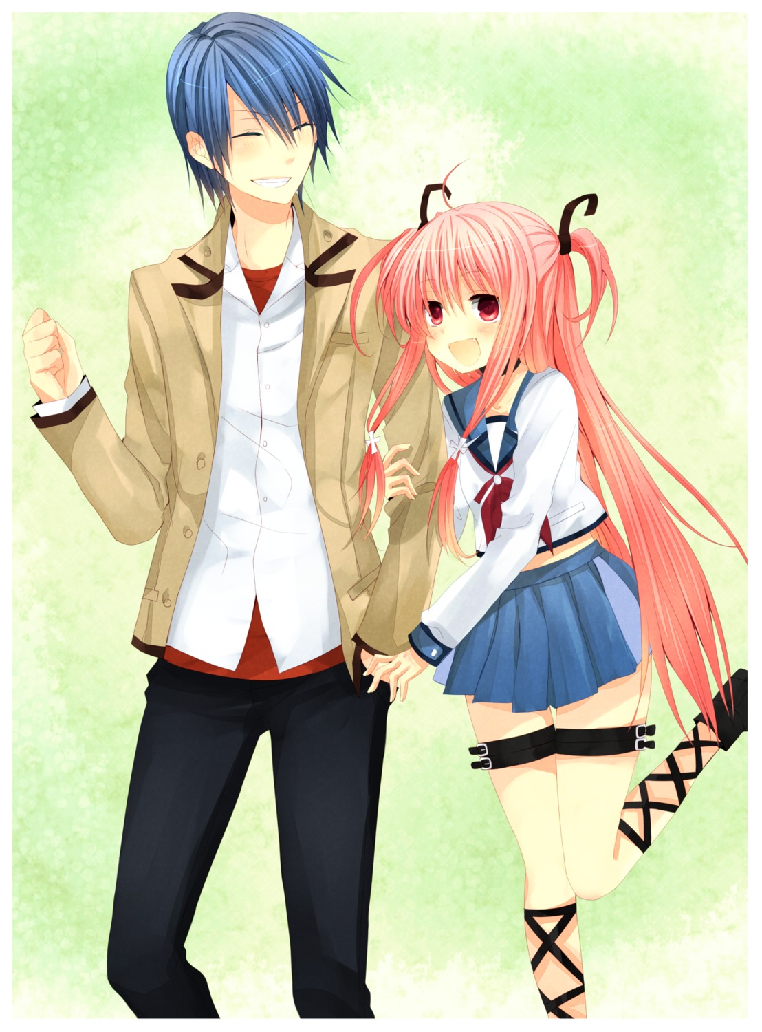 angel_beats!, hinata_hideki, kinatsu_souju, seifuku, tail, yoshioka_yui