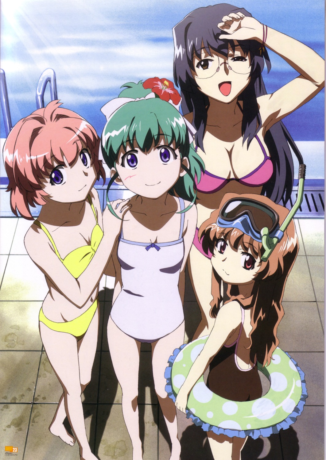 bikini, cleavage, megane, miyafuji_miina, morino_ichigo, onegai_twins, onodera_karen, oribe_tsubaki