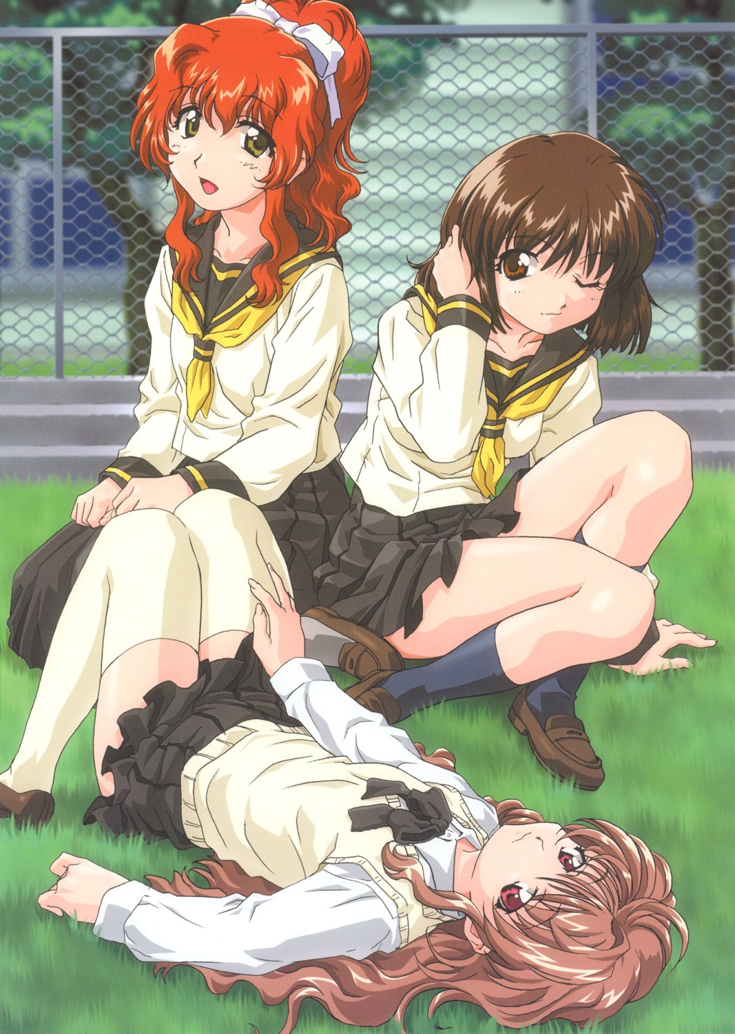 herikawa_koishi, misumi_kaede, morino_ichigo, onegai_teacher, seifuku, thighhighs