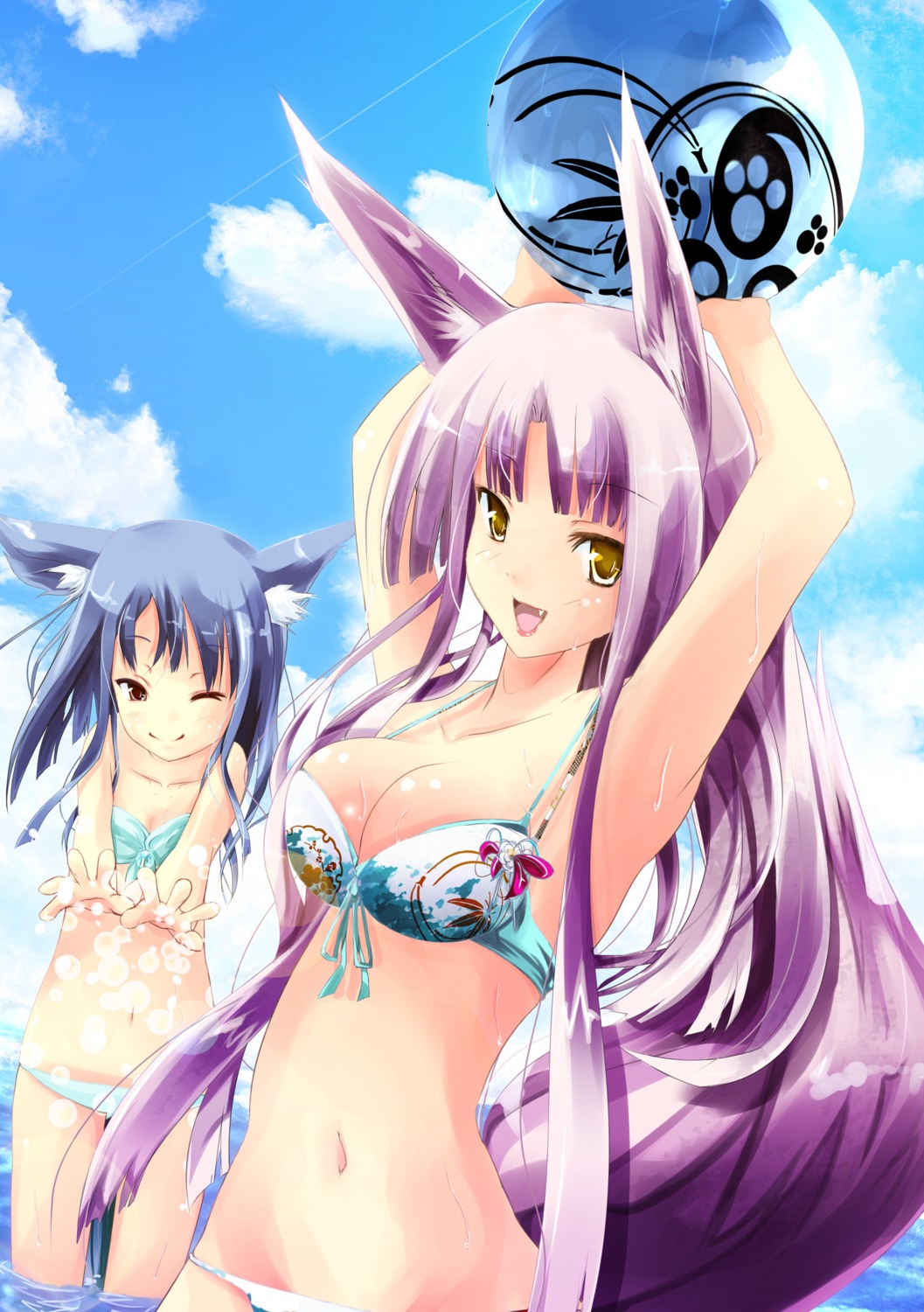 animal_ears, bikini, cleavage, ooka, swimsuits
