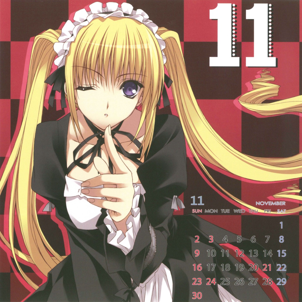 berry's, calendar, gothic_lolita, izutsu_aya, lolita_fashion, maid, suzuhira_hiro