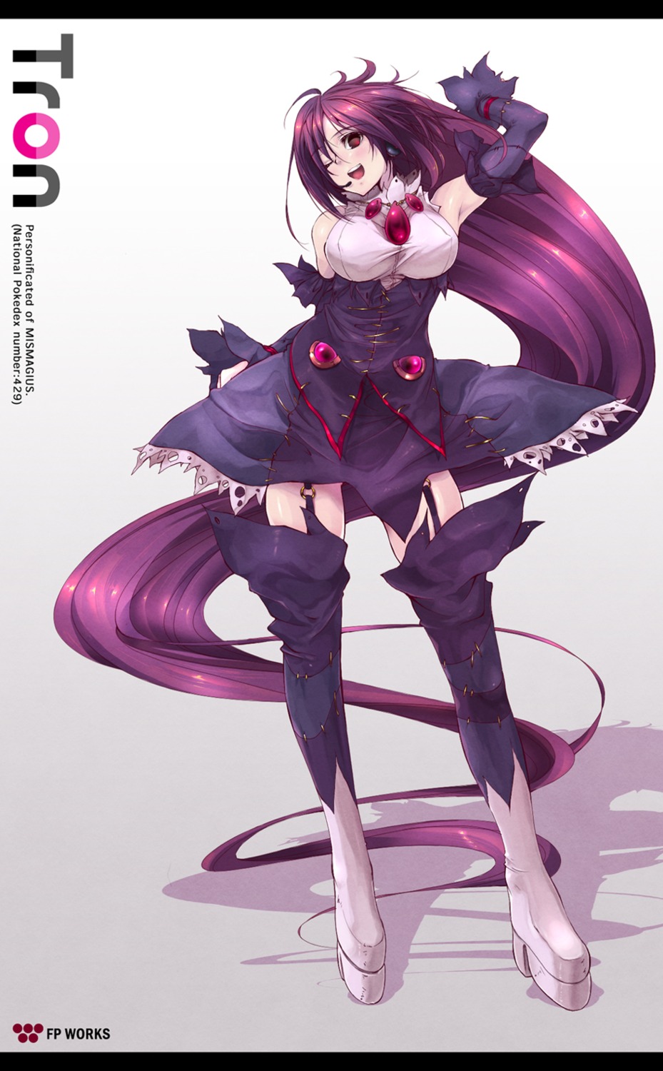 anthropomorphization, fukai_ryosuke, mismagius, pokemon, thighhighs