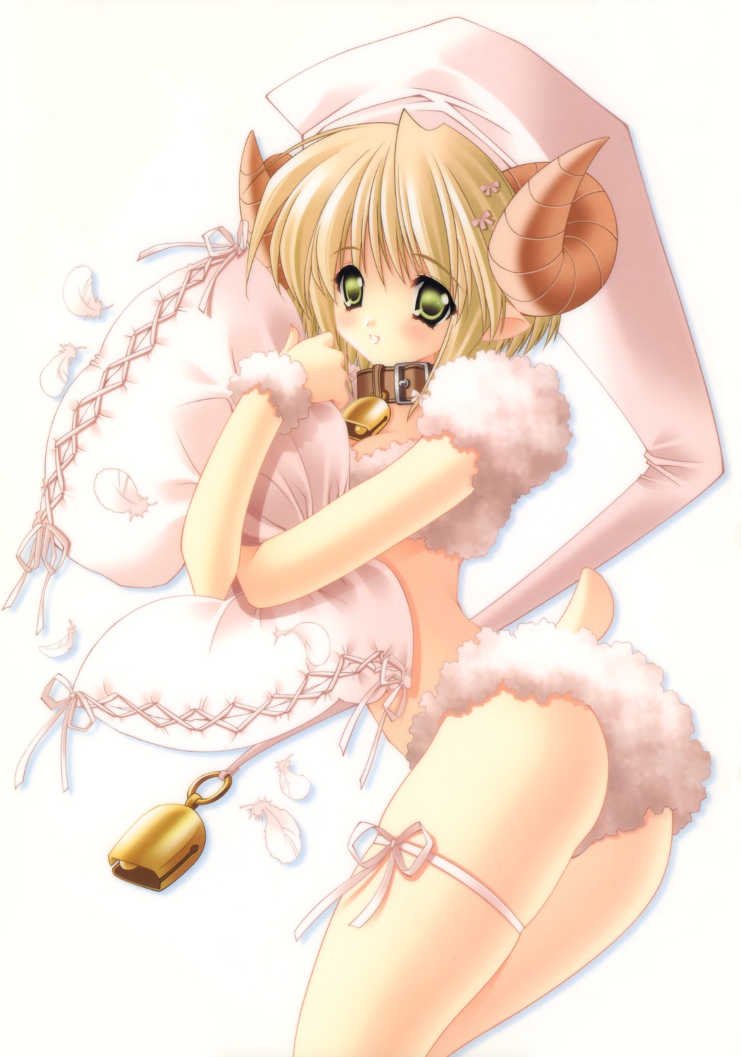 amamiya_polan, garter, horns, tail