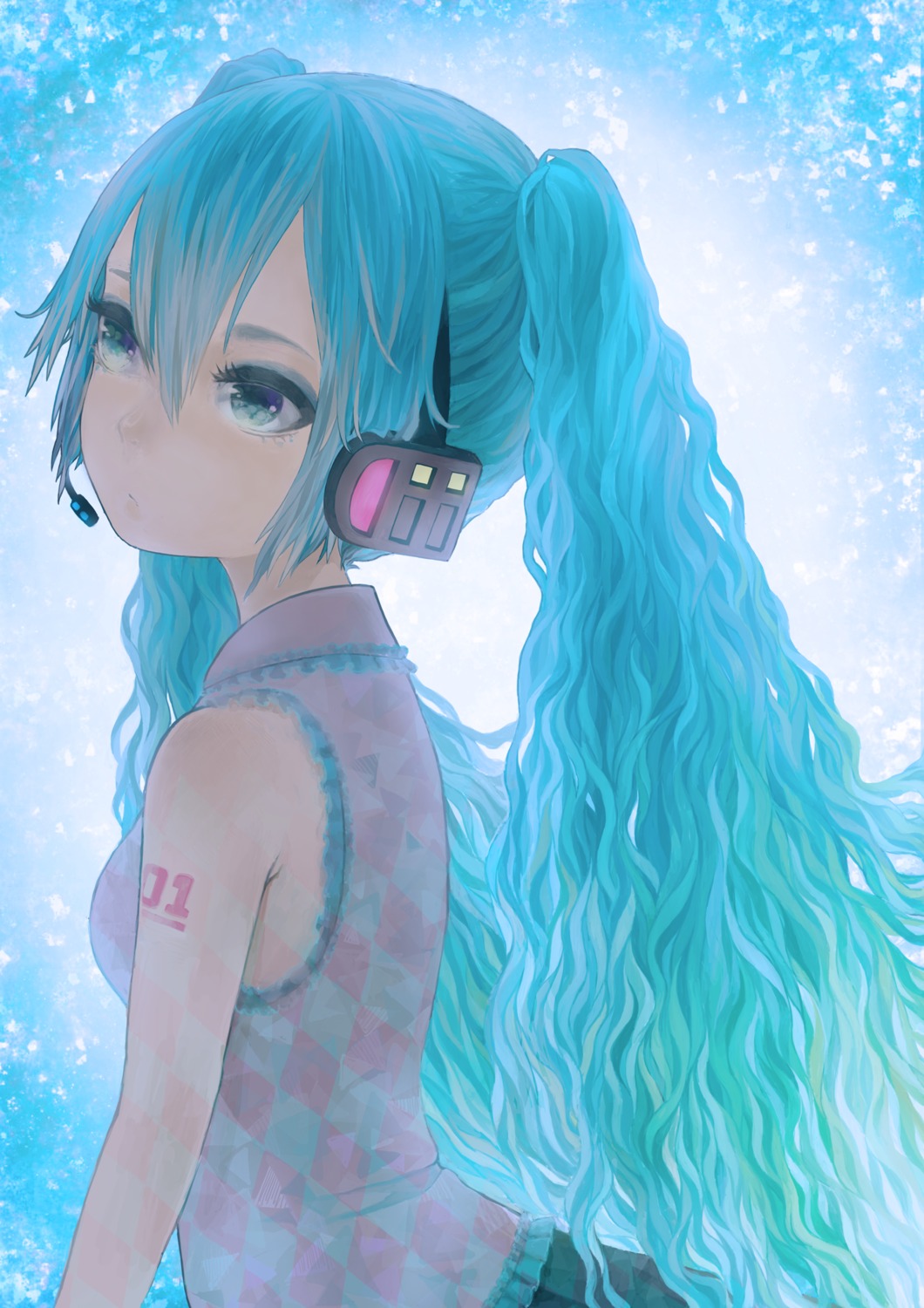 hatsune_miku, headphones, maiko_(macaroni), vocaloid