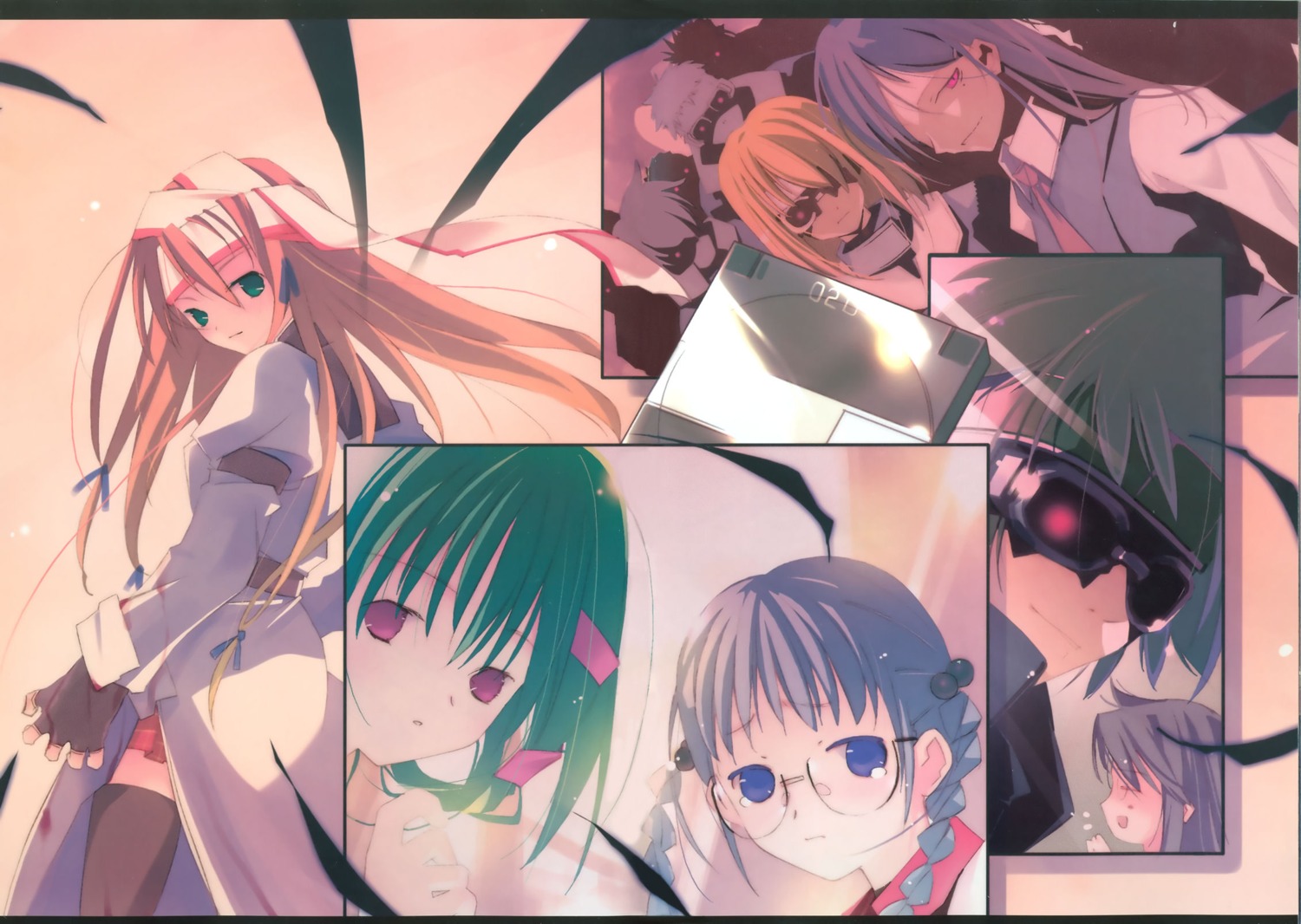 anmoto_shiika, annelize_mitake, jpeg_artifacts, kusuriya_daisuke, megane, mushi_uta, overfiltered, ruroo