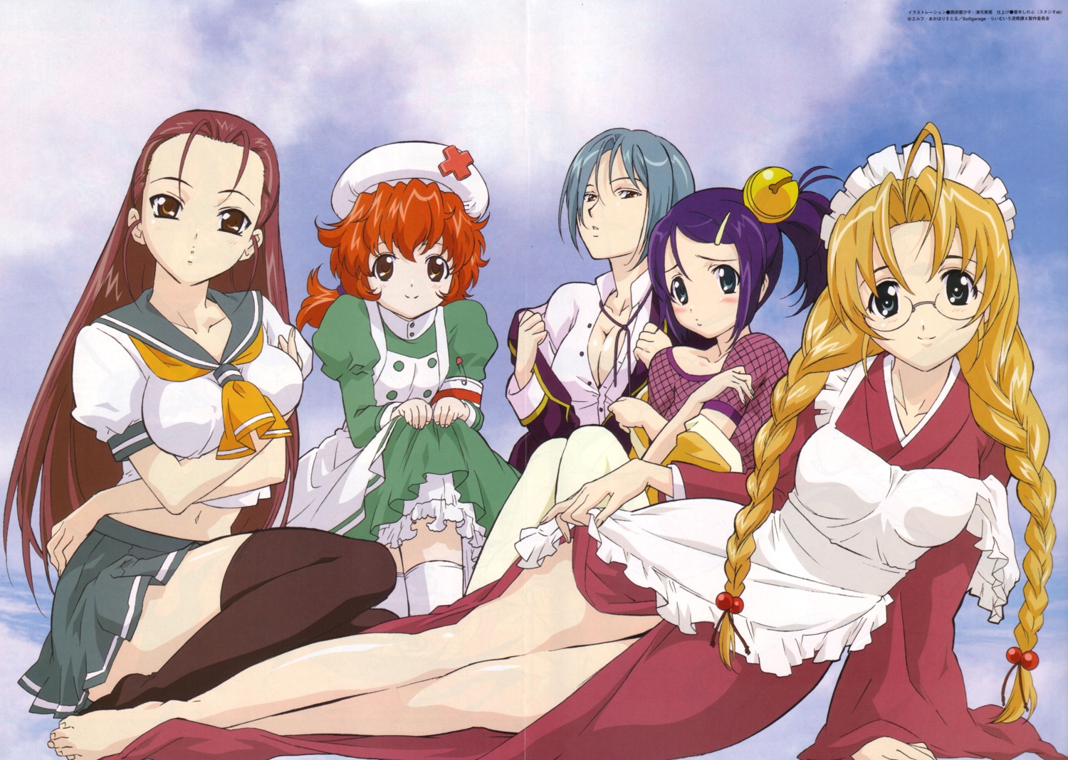 bleed_through, breast_hold, cleavage, crease, dress, fishnets, hattori_kasuri, ii_nishiki