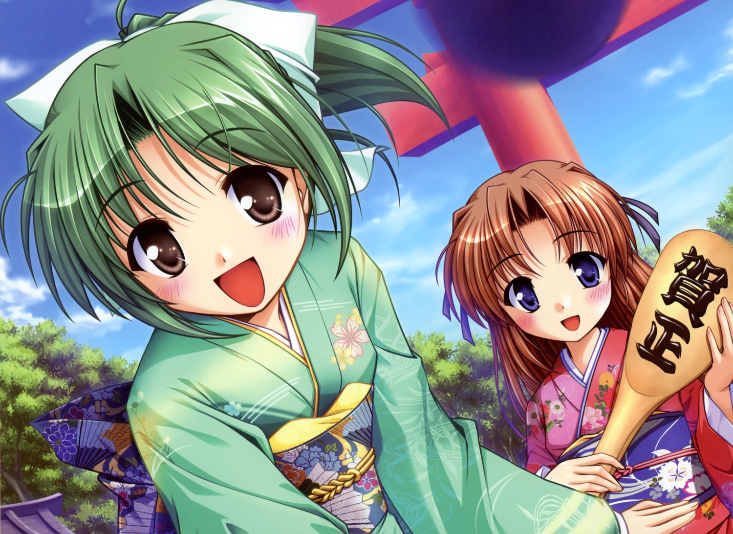 august, bekkankou, takamizawa_natsuki, toyama_midori, yoake_mae_yori_ruriiro_na, yukata