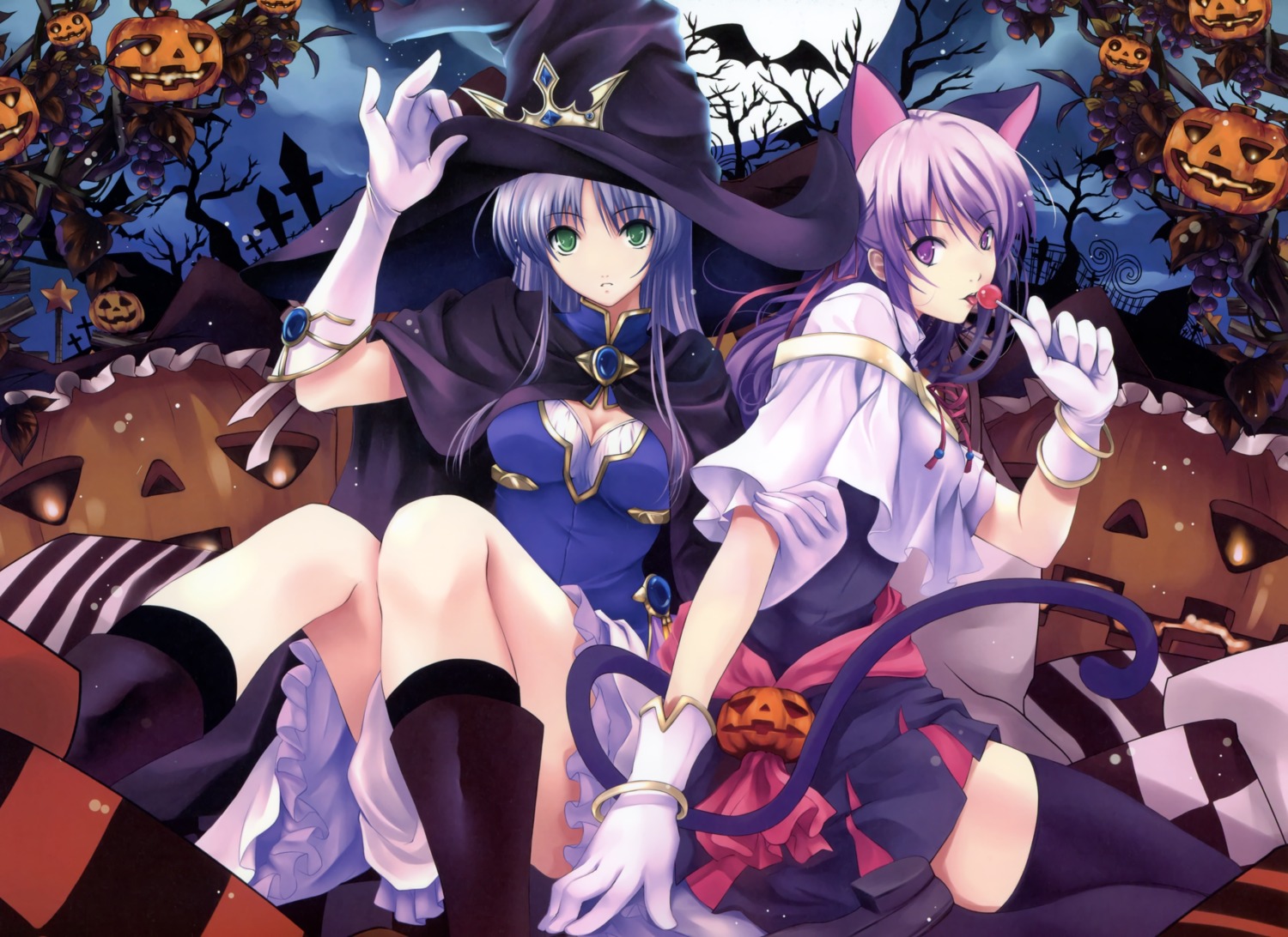 animal_ears, august, dress, estel_freesia, feena_fam_earthlight, misaki_kurehito, nekomimi, tail, witch, yoake_mae_yori_ruriiro_na