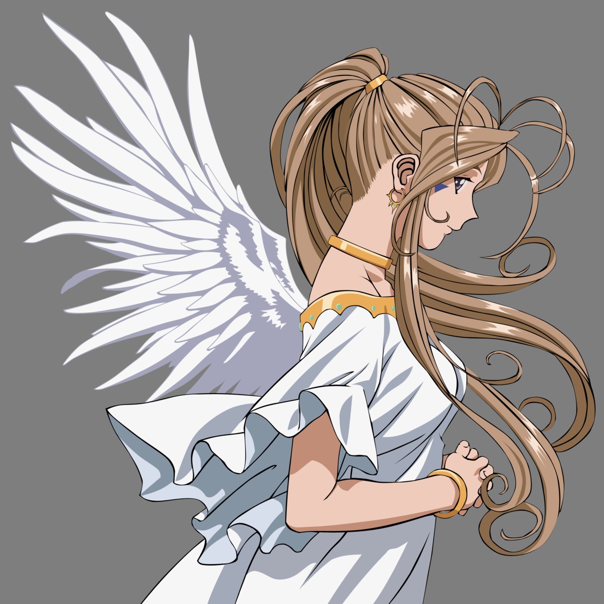 ah_my_goddess, belldandy, transparent_png, vector_trace, wings