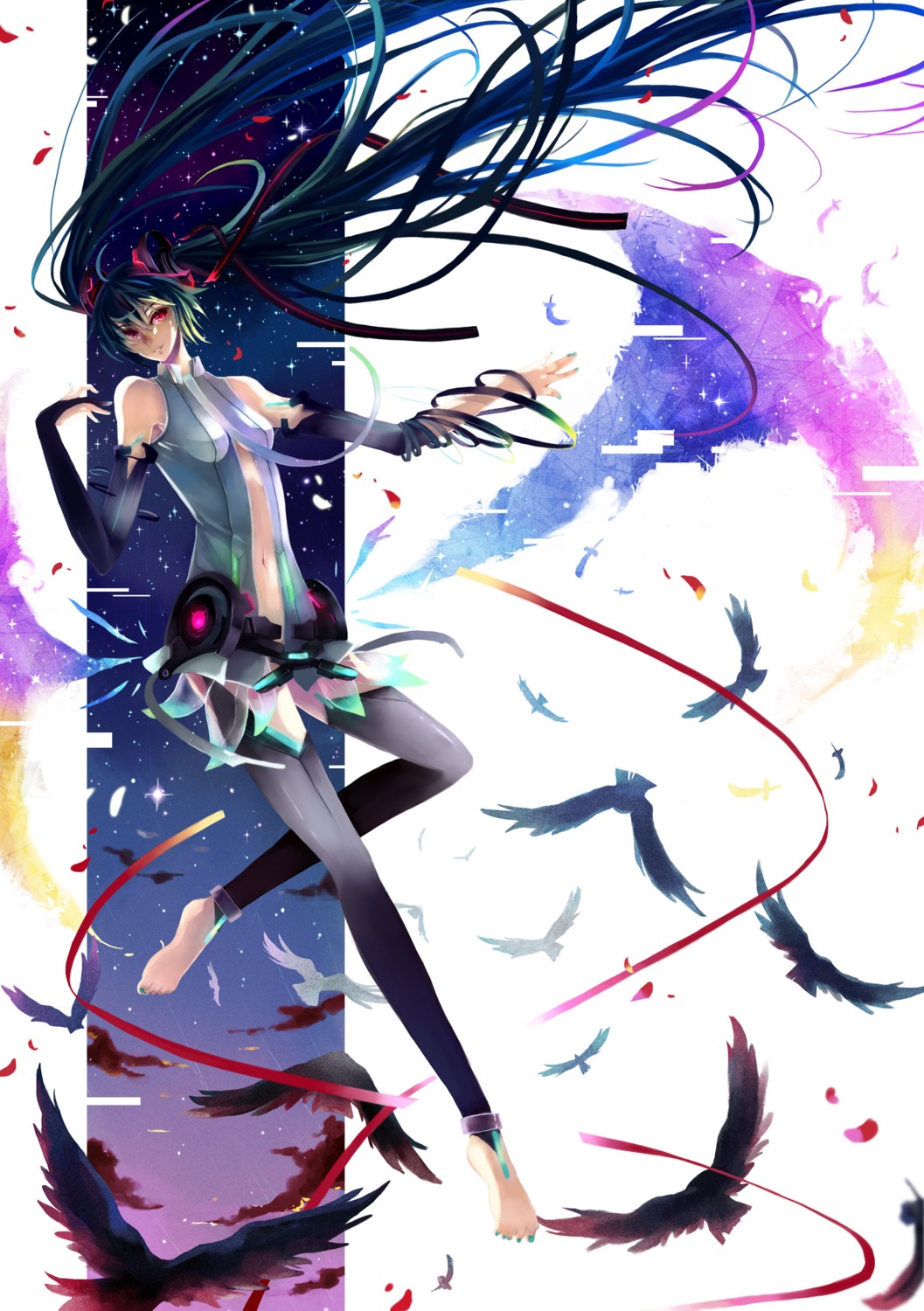 hatsune_miku, miku_append, nonrain, thighhighs, vocaloid, vocaloid_append