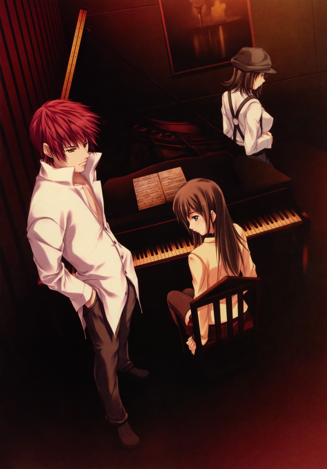 kudou_sousuke, pianissimo, shirakawa_ayane, sugina_miki, tachibana_mikage, thighhighs