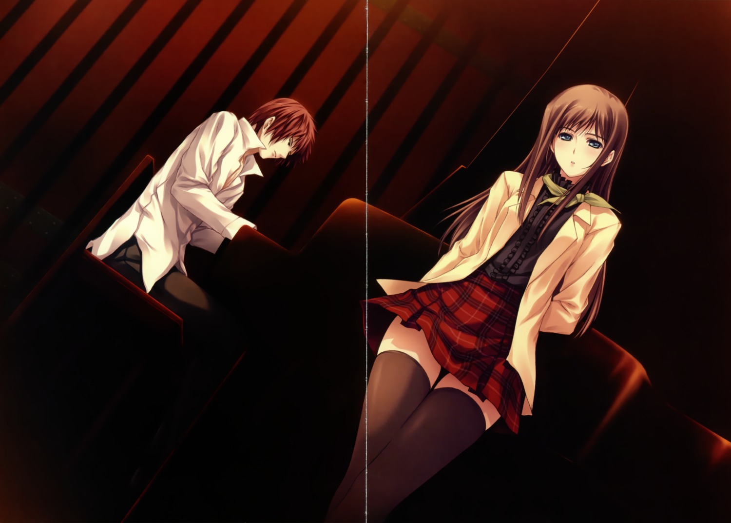 crease, fixme, kudou_sousuke, pianissimo, shirakawa_ayane, sugina_miki, thighhighs