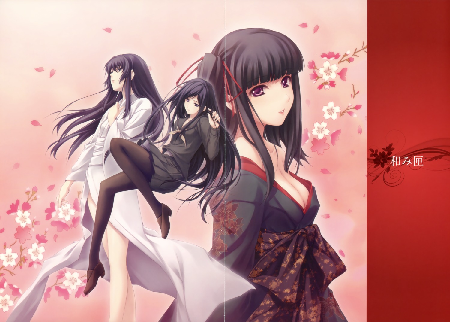 cleavage, crease, fixme, innocent_grey, kimono, kouzuki_yura, minami_shiori, nagomibako