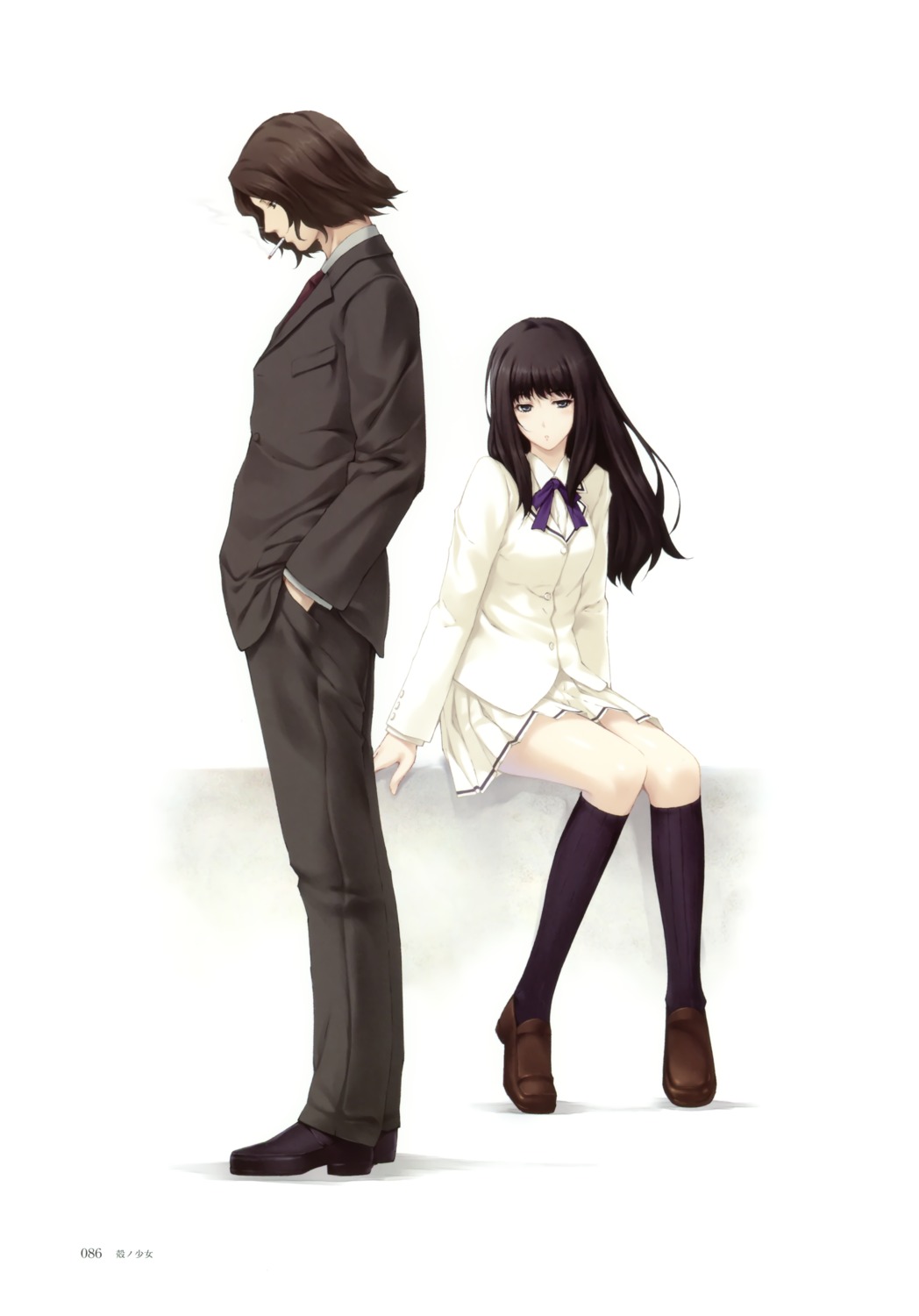 kara_no_shoujo, kuchiki_touko, seifuku, smoking, sugina_miki, tokisaka_reiji