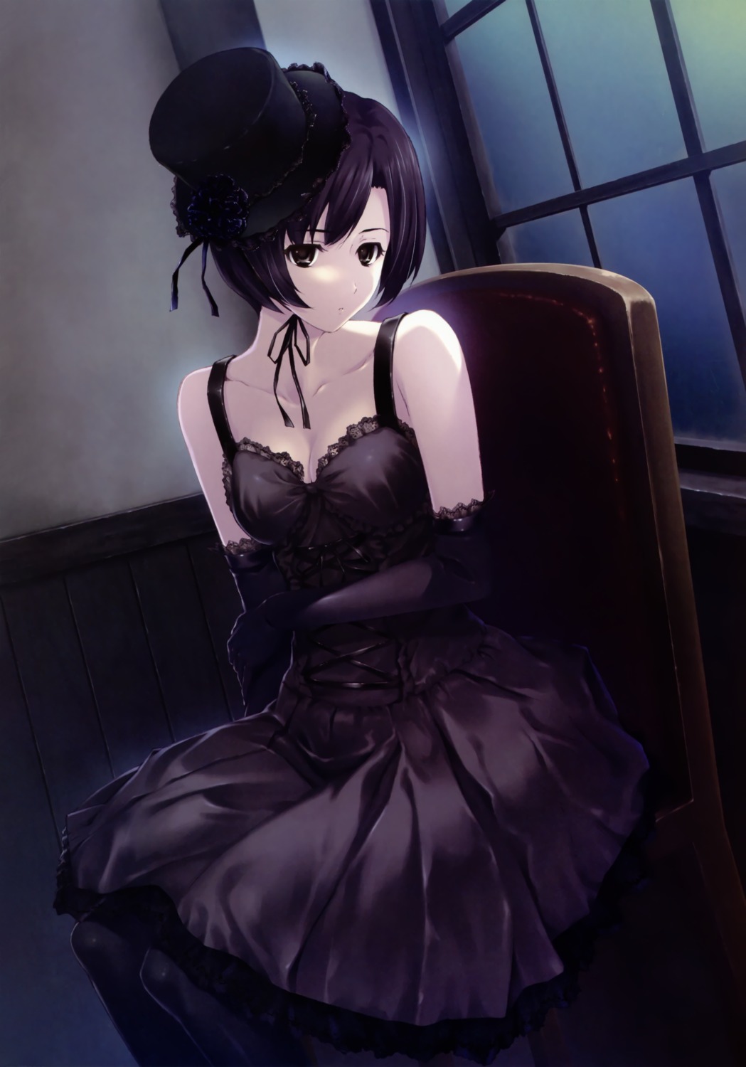 cleavage, dress, gothic_lolita, kara_no_shoujo, lolita_fashion, pantyhose, sugina_miki, tokisaka_yukari