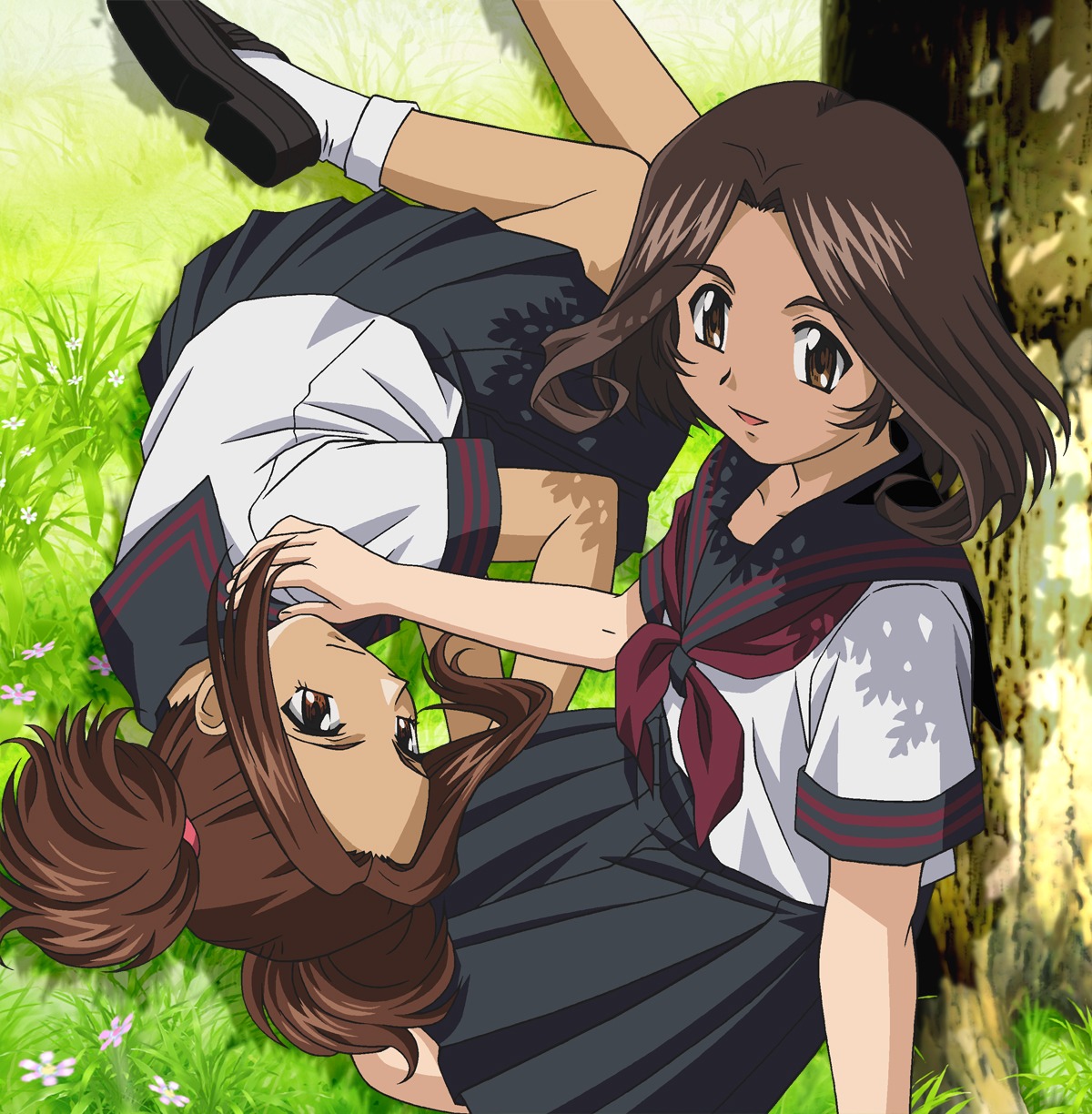 fujishima_kousuke, matsubara_yuuki, nomura_miu, piano, seifuku