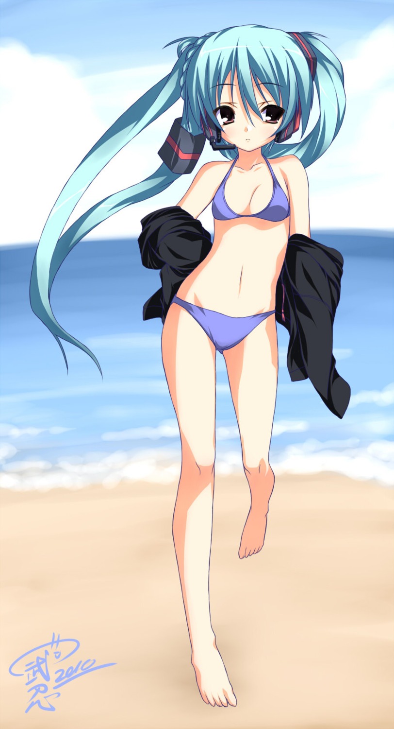 bikini, cleavage, hatsune_miku, swimsuits, takeshi_shinobu, vocaloid