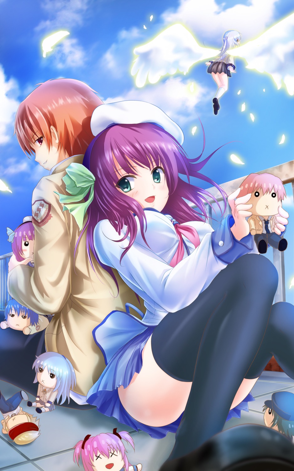 angel_beats!, hinata_hideki, nakamura_yuri, naoi_ayato, nisson, otonashi_yuzuru, seifuku, tachibana_kanade