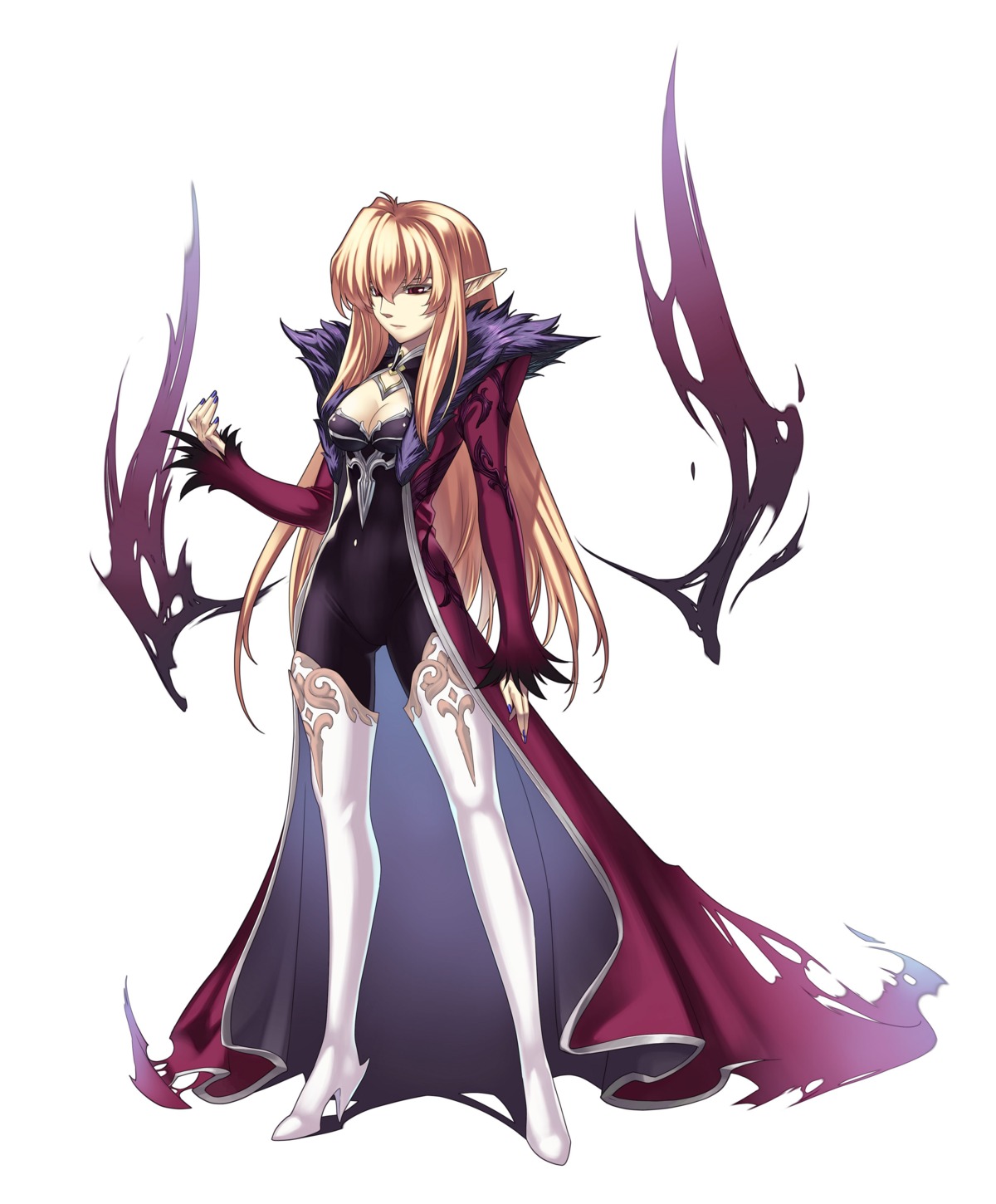 bodysuit, cleavage, devil, hirano_katsuyuki, roze, spectral_force, spectral_force_genesis, thighhighs, torn_clothes, wings