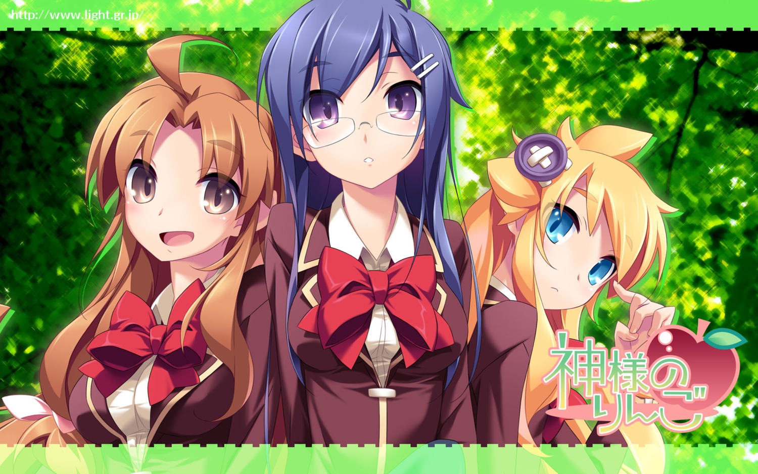 akinoko, kamisama_no_ringo, light, magara_arimi, megane, seifuku, sumi_majino, sumi_noriko, wallpaper